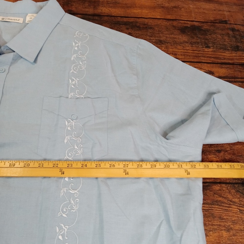 Cubavera Guayabera Men's 4XL Blue‎ Short Sleeve Embroidered - Picture 7 of 9